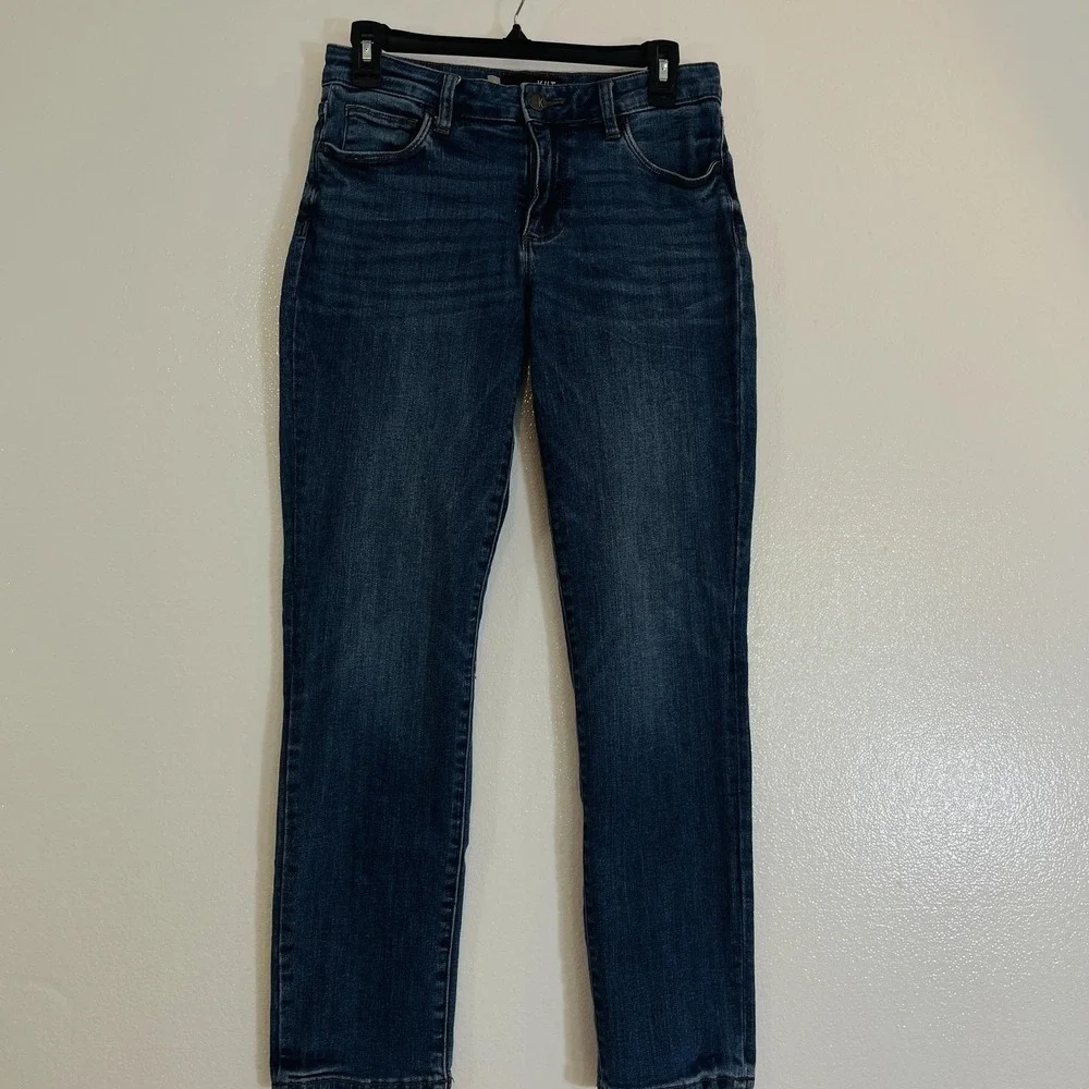 KUT From The Kloth Reese Jeans Womens 4L Blue Straight Mid Rise Stretch Denim‎